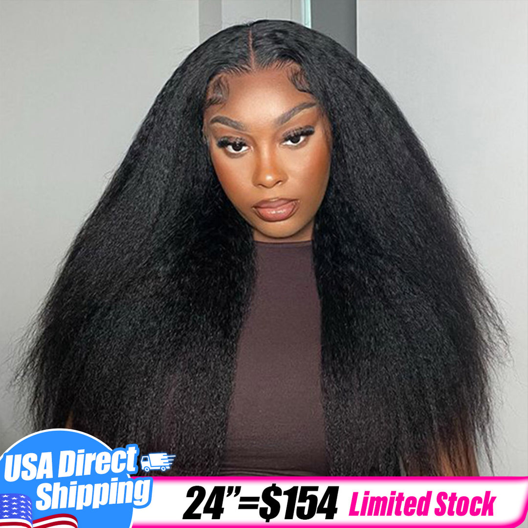 USA Warehouse Clearance | Kinky Stright Pre-cut HD Lace Wear&Go Human Hair Glueless Wig