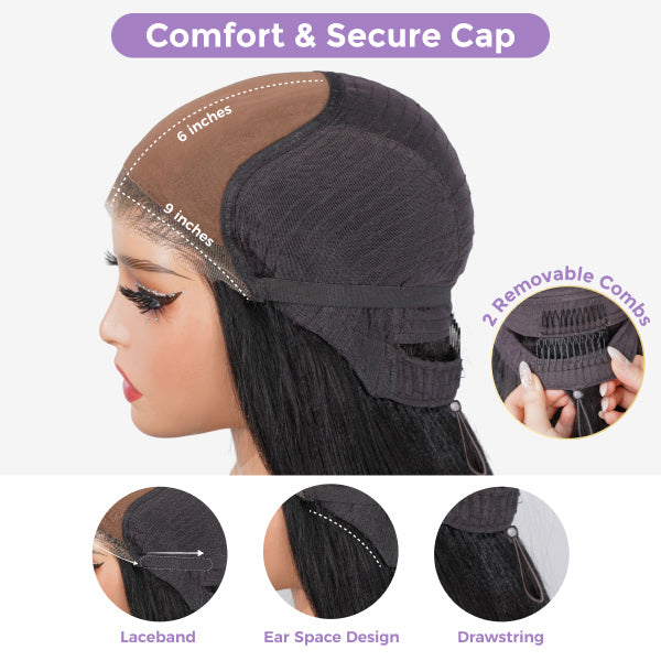 OQ HAIR Afro Curly FreedoorM Wig Back Hole Desgin Pre-Cut 9x6 Skin Lace Snug Fit Drawstring Wear Go Glueless Wig