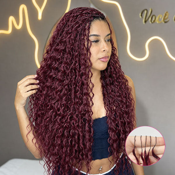 Pre-sale | OQ HAIR Damage Free 99J Burgundy Deep Wave Human Hair Extensions for Maximum Comfort