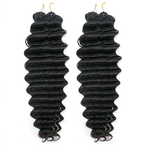 Deep Wave Soft Seamless Crochet Hair Natural Black Human Hair Extension