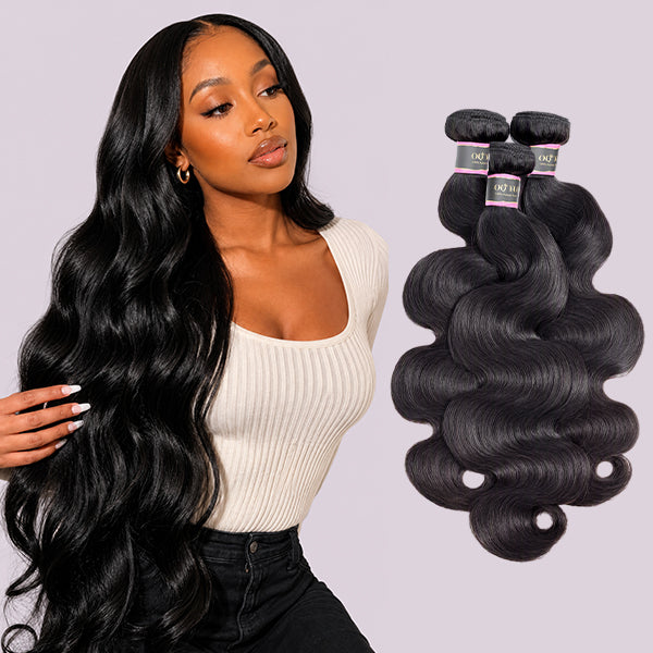 OQ HAIR Body Wave Raw Hair Bundles Bleach Friendly Machine Weft 1/3/4/Pcs