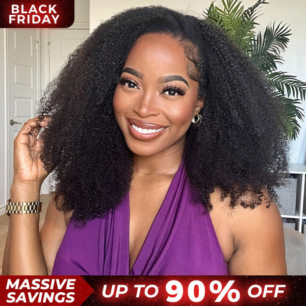 3 In 1 Half Wig | Afro Curly Flexible Fit Wear Go Half Wig With Drawstring Natural Hairline Beginner Friendly