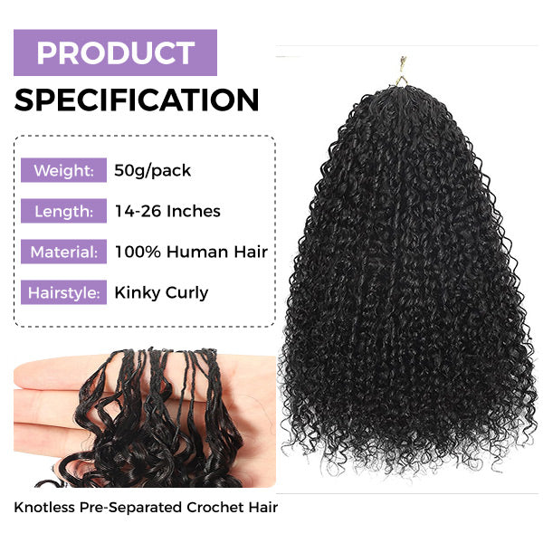 OQ HAIR Bouncy Look Kinky Curly Crochet Human Hair Tangle Free For Natural Boho Braids