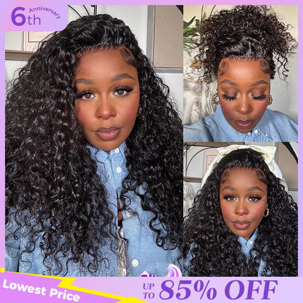 OQ HAIR Water Wave Invisi-Drawstring Flexible Fit 360 Lace Frontal Glueless Wig With Bleached Knots
