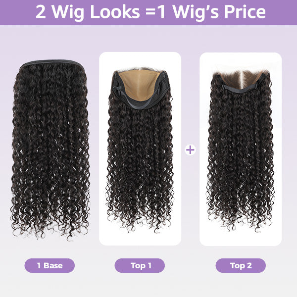 OQ Hair Block Wig Water Wave Bleached Knots Wig With Optional Replaceable Zip Lace Tops