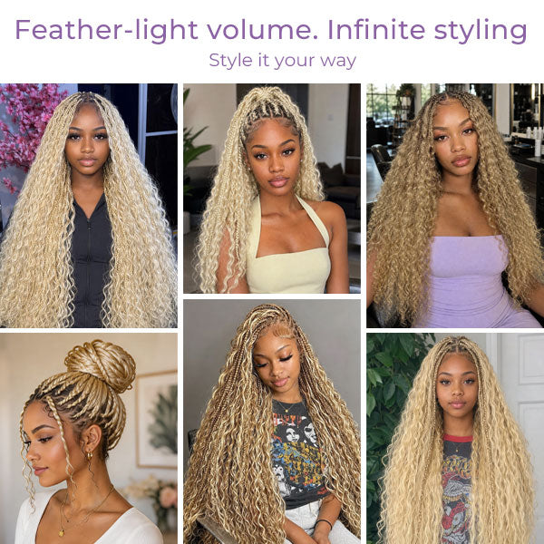 24h Shipping | OQ HAIR 613 Honey Blonde Burmese Curly Crochet Human Hair Weightless Volume Natural Skin Part Easy DIY