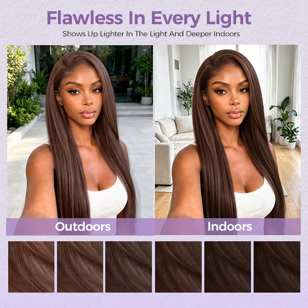 #4 Chocolate Color 13x4 Lace Front Wigs Preplucked Colored Human Hair Wigs