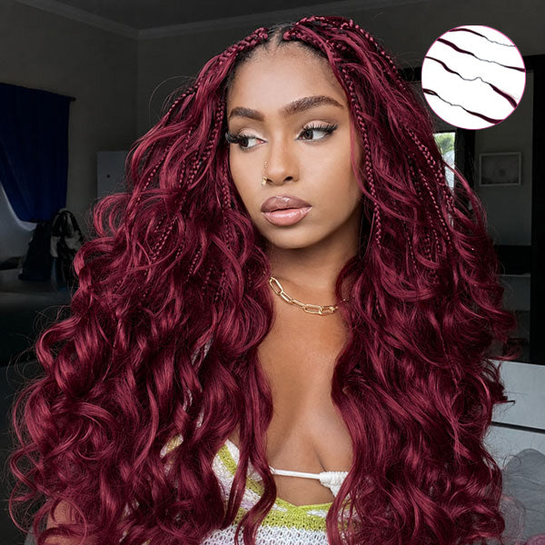 Pre-sale | OQ HAIR Breathable 99J Burgundy Body Wave Human Hair for Crochet Micro Ring Loop Styles