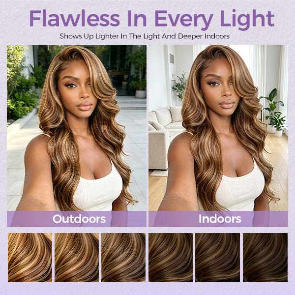 Platinum Blonde Highlights Human Hair Lace Front Wigs Ombre Piano Color Straight Hair With Grey Highlight Wig