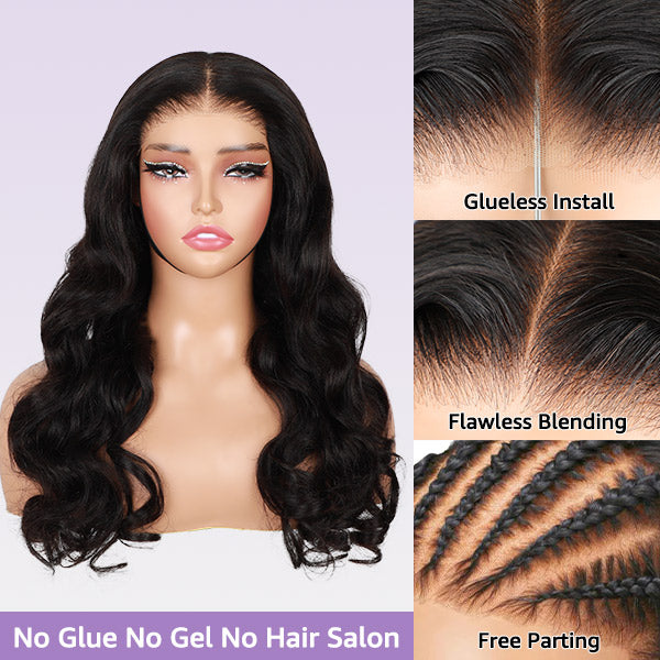 OQHAIR Body Wave Hair Wear & Go Glueless Wigs 4x6 Pre Cut HD Lace Closure Wigs With Pre Plucked Nautral Hairline