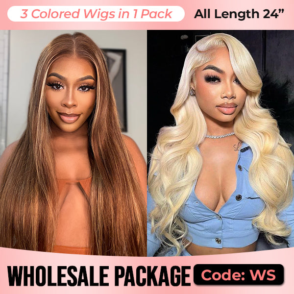 Wholesale Package | 4x6 Pre Cut Lace Wear Go Glueless Wigs Colored Wigs Human Hair