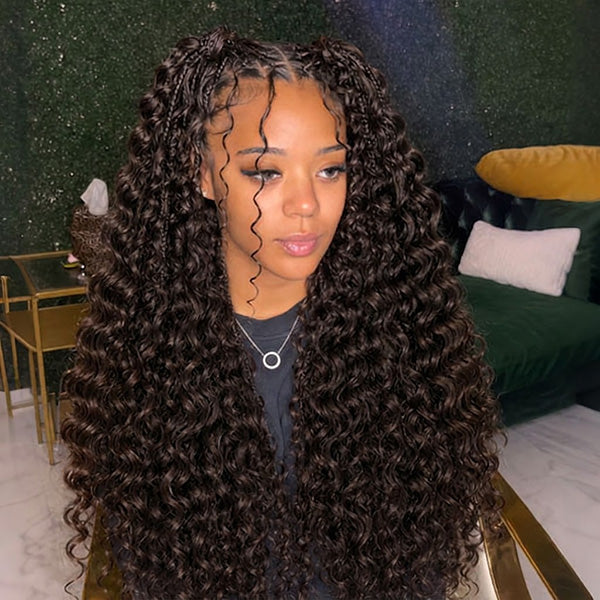 Pre-sale | OQ HAIR Reusable #2 Dark Brown Knotless Burmese Curly Crochet Human Hair Extensions