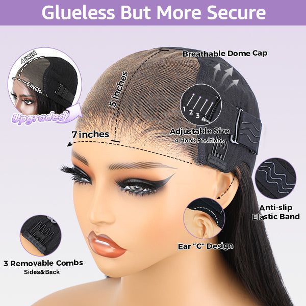 OQ HAIR Layered Glueless Body Wave Face-Framing Curtain Bangs Pre-Cut 7x5 HD Lace Wear Go Wig Bleached Knots