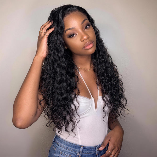 OQ Hair 13x6 Lace Indian Curly Wig Pre Bleached Hair Knots Wear Go Wig Human Hair Lace Frontal Wig With Elastic Drawstring