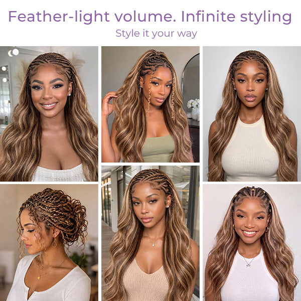 24h Shipping | OQ HAIR Body Wave Highlight 4/27 Color Lightweight Crochet Hair Natural Volume Seamless Look