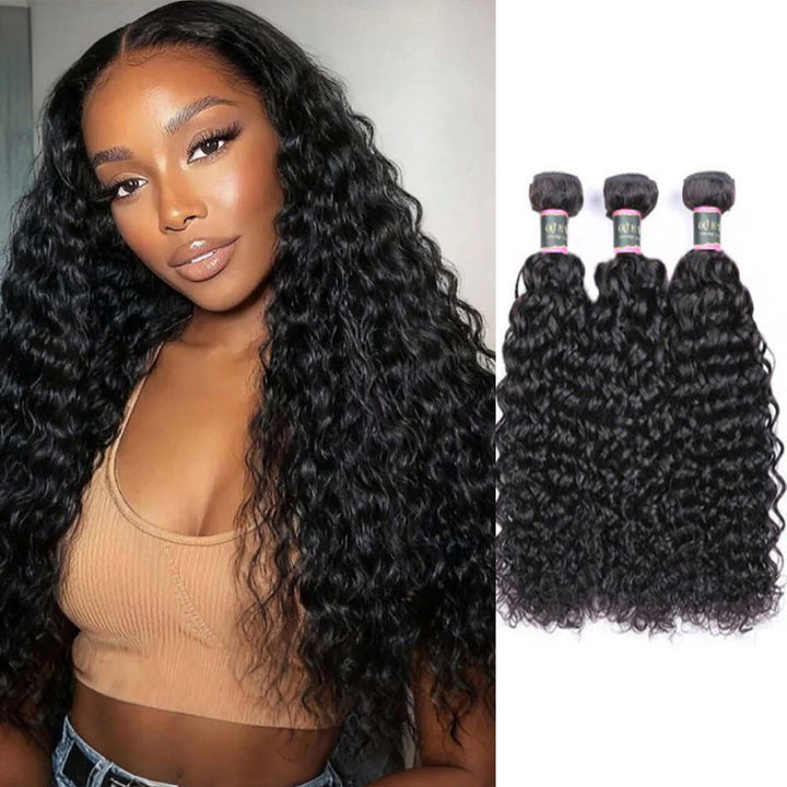 Water Wave Unprocessed Virgin Human Hair Bundles 1/3/4 Pcs