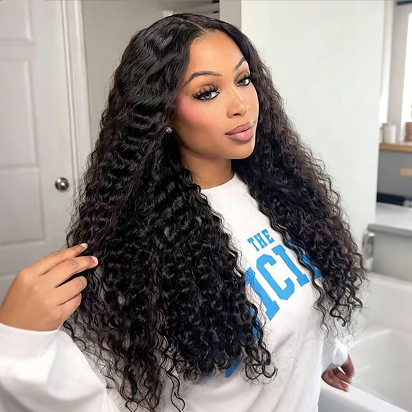 OQ HAIR Deep Wave Glueless Wigs Pre Cut HD Lace Wear Go Wig With Drawstring Beginner Friendly