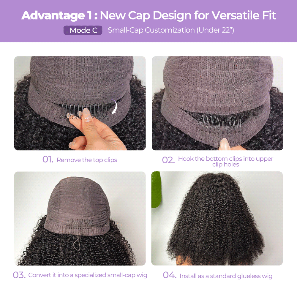 OQ HAIR Afro Curly FreedoorM Wig Back Versatile Opening Pre-Cut 9x6 Skin Lace Snug Fit Drawstring Wear Go Glueless Wig