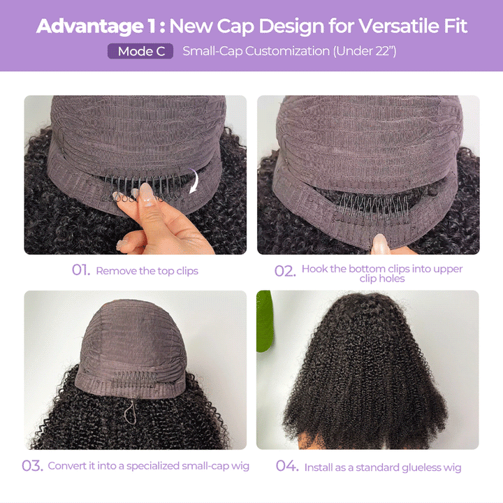 OQ HAIR Afro Curly FreedoorM Wig Back Versatile Opening Pre-Cut 9x6 Skin Lace Snug Fit Drawstring Wear Go Glueless Wig