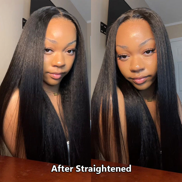 Flash Sale | Kinky Straight Hair Wear Go Glueless Wigs 4x6 HD Lace Pre Cut Lace Closure Wigs Pre Plucked
