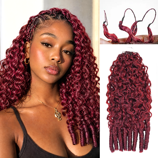 Pre-Sale | OQ HAIR 99J Burgundy Burmese Curly Crochet Human Hair Micro Ring Loop Better Scalp Airflow
