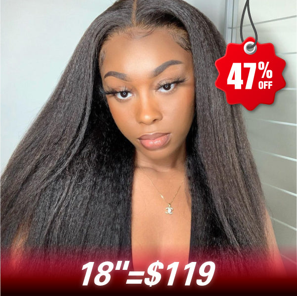 Today's Deal | Kinky Straight 100% Glueless Wear Go Wigs With Pre-Cut 6x4 HD Lace