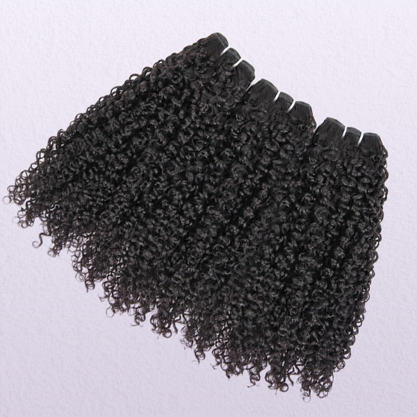 Pixie Curly Double Wefted Human Hair Weave Bundles 1/3/4 PCS