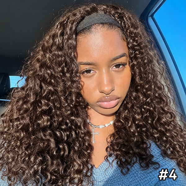 OQ HAIR Natural Loose Deep Headband Wig Easy Slip-On Style 100% Human Hair Wig