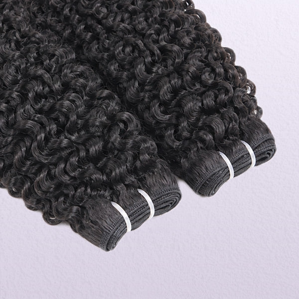 Pixie Curly Double Wefted Human Hair Weave Bundles 1/3/4 PCS