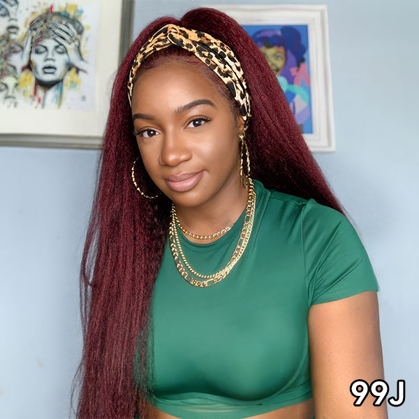 OQ HAIR Affordable Kinky Straight Human Hair Headband Wig Ready To Wear Wig No Glue Needed