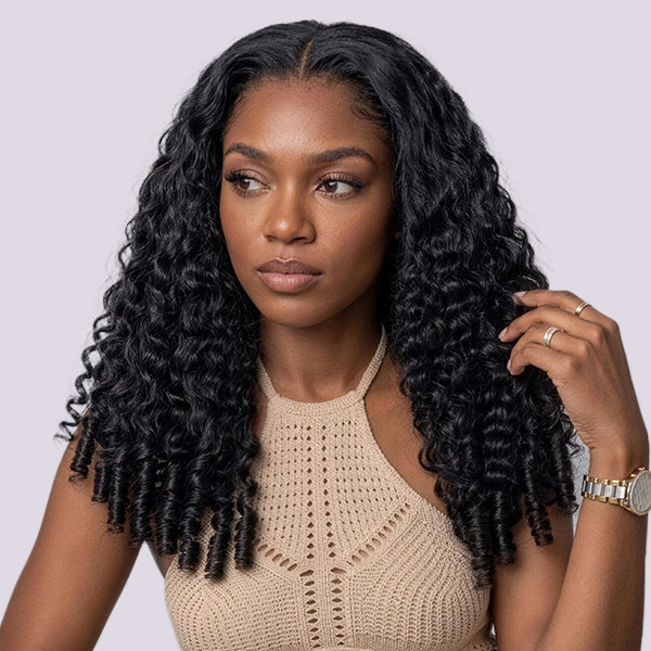 OQ HAIR Burmese Curly Glueless Wig with Pre Cut 9x6 HD Lace Bleached Knots