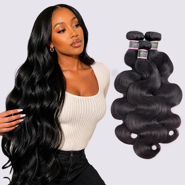 OQ HAIR Body Wave Raw Hair Bundles Bleach Friendly Machine Weft 1/3/4/Pcs