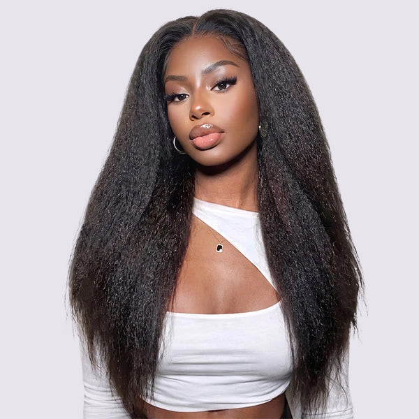 Kinky Straight V Part Wig Beginner Friendly No Glue Needed Seamless Blend