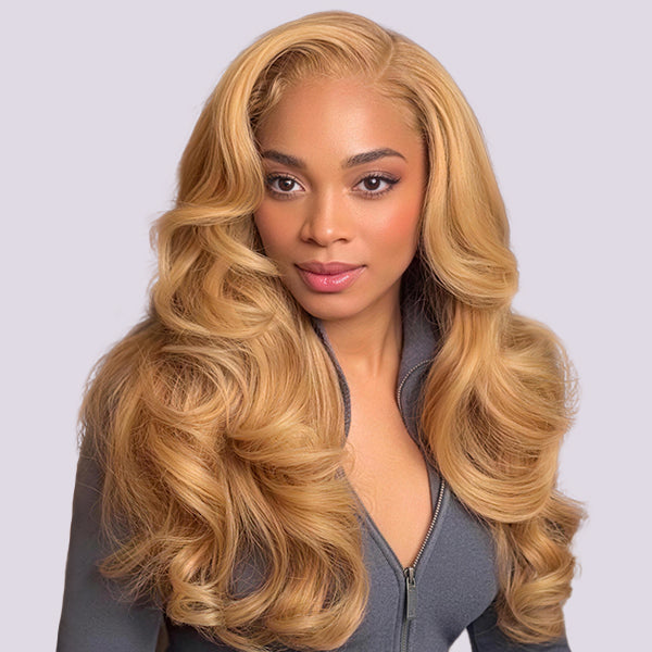 OQ HAIR #27 Honey Blonde Body Wave 7x5 Glueless Wear Go Lace Wig For Everyday Look
