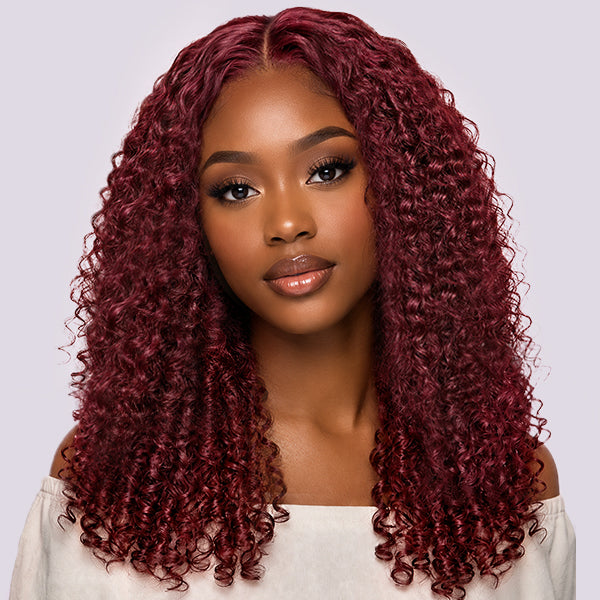 OQ HAIR Burgundy 99J Color Burmese Curly Zero Gel 9x6 Glueless Wig Custom Fit Everyday Wig