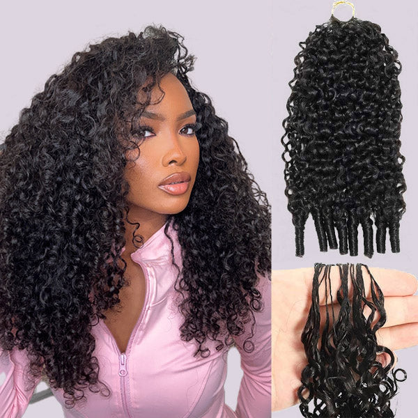 OQ HAIR Pre Looped Burmese Curly Crochet Human Hair Bouncy Full Volume