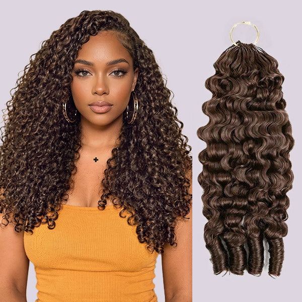 OQ HAIR #4 Chocolate Brown Burmese Curly Unprocessed Raw Crochet Hair Braids