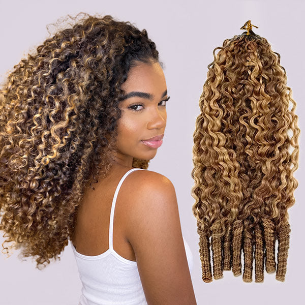 OQ HAIR Highlight 4/27 Burmese Curly Full Volume Crochet Hair True To Length