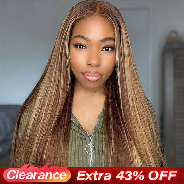 CLEARANCE | Straight Highlight 4/27 Pre-Cut 7x5 Lace Wear Go Wig 220% Density