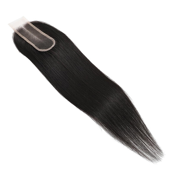 Straight Virgin Human Hair 3 Bundles With 2x6 Deep Parting HD Lace Closure