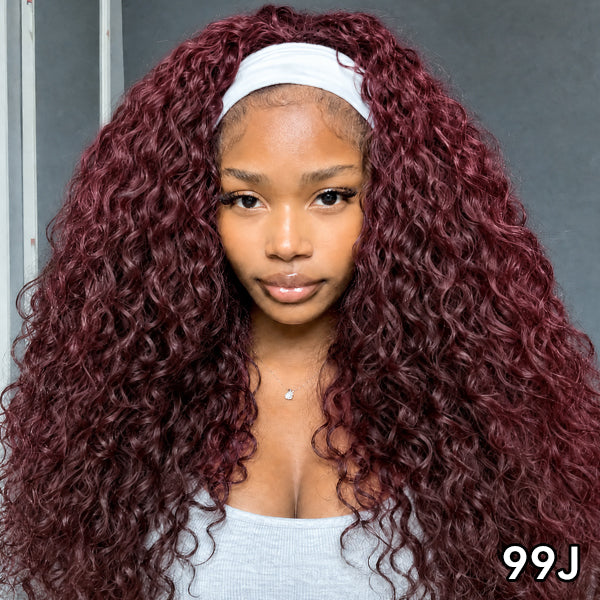 OQ HAIR Natural Loose Deep Headband Wig Easy Slip-On Style 100% Human Hair Wig