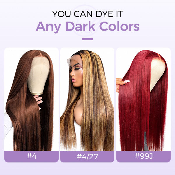 CLEARANCE | OQ HAIR Straight Hair Blonde 613 Pre-Plucked Natural Hairline 13x4 Lace Frontal Wig Dyeable Human Hair