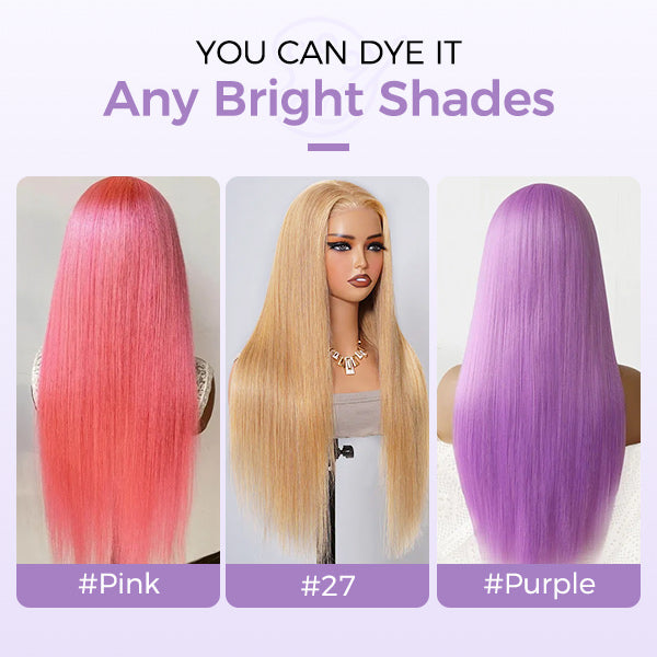 CLEARANCE | OQ HAIR Straight Hair Blonde 613 Pre-Plucked Natural Hairline 13x4 Lace Frontal Wig Dyeable Human Hair