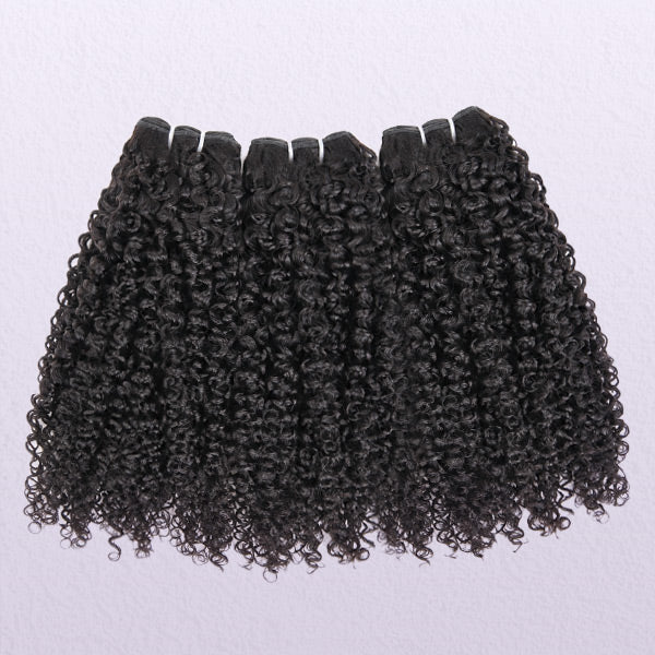 Pixie Curly Double Wefted Human Hair Weave Bundles 1/3/4 PCS