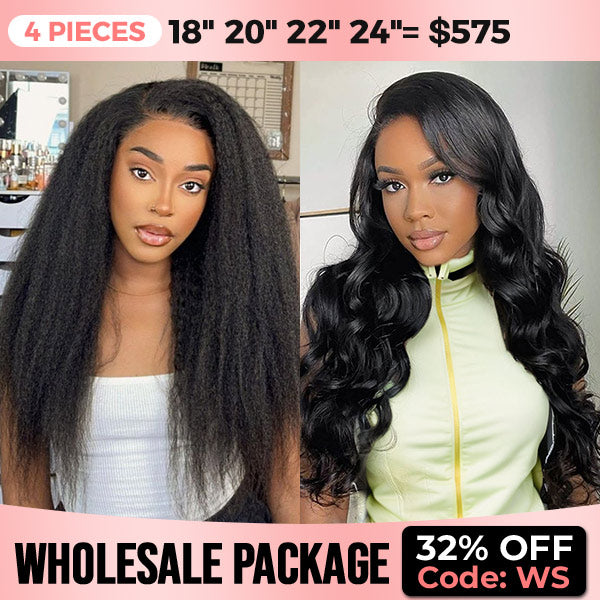 Wholesale Package | Wear Go Glueless Wigs Pre Cut 4x6 Pre Cut HD Lace 100% Glueless Wig