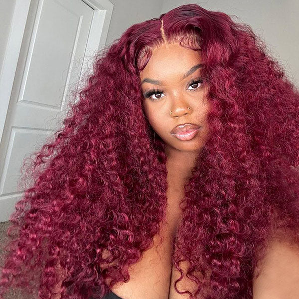 Flash Sale | Pre-cut Lace Wear Go Glueless Wig 99J Burgundy Color Water Wave 4x6 HD Lace Wig Preplucked with Natural Hairline