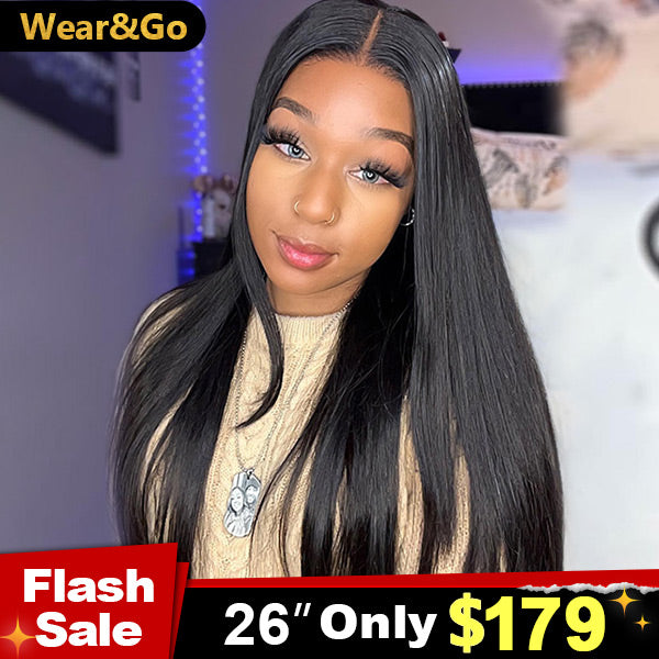 Flash Sale | Silky Straight Easy Wear Go Glueless Wigs Pre Cut 4x6 HD Lace Closure Wigs Beginner Friendly