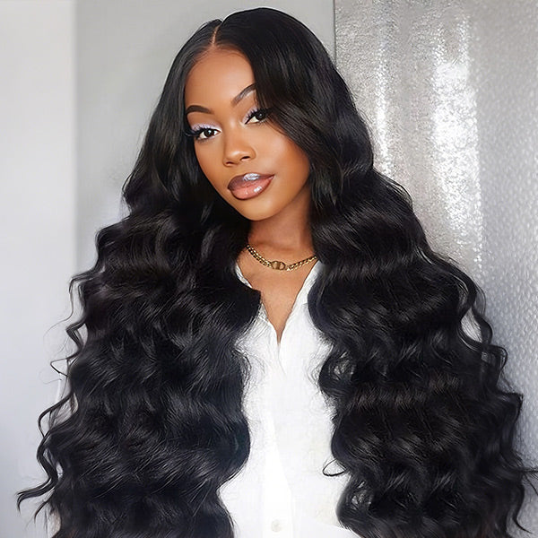 OQ HAIR Body Wave Adjustable Drawstring Wear Go Glueless Wig Pre-Cut 13x6 HD Lace With Bleached Knots