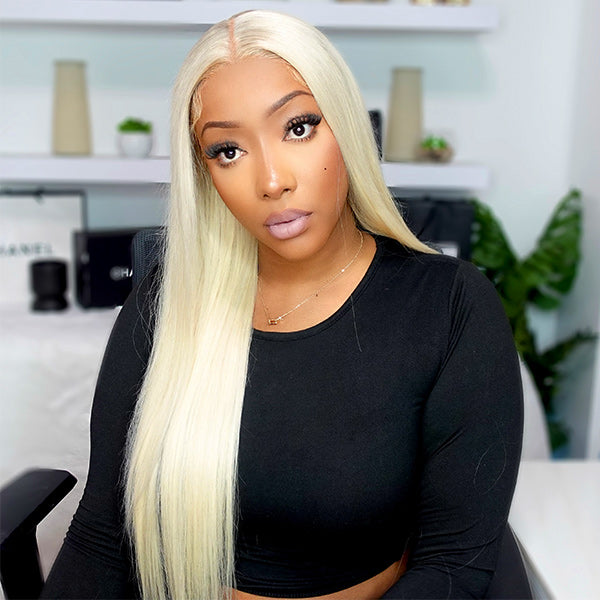 613 Blonde Straight Lace Front Wigs Pre Plucked
