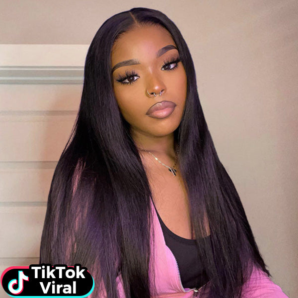 TikTok Viral Silky Straight Pre-Cut 7x5 HD Lace Wear Go Wig Beginner Friendly